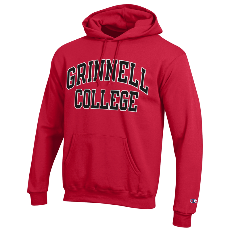 Red Hooded Sweatshirt with Block Lettering