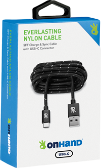 OnHand Everlasting Nylon 5 foot cable with USB-C connector